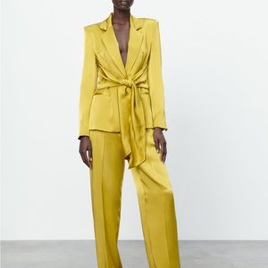 ZARA SATIN TROUSERS GOLDEN - M